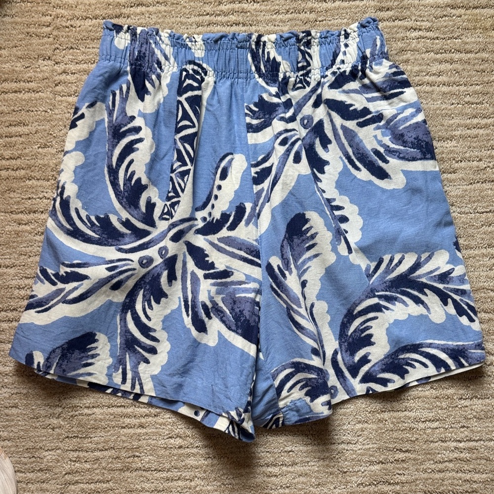 H&M Blue and White High Waist Women Shorts